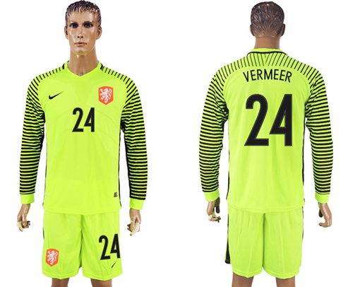 Holland #24 Vermeer Green Long Sleeves Goalkeeper Soccer Country Jersey - Click Image to Close